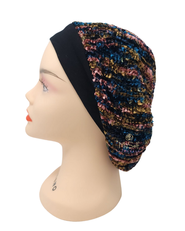 SG SG82-WL-BTM Black/Teal/Mocha/Navy Lined Chenille with Band myselflingerie.com